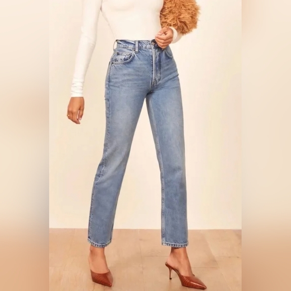 Reformation Cynthia High Relaxed Straight Leg Denim Jeans Blue San Lucas size 25 - Picture 2 of 11